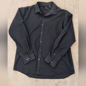 Van Heusen Flex Slim Fit Black & White Pinstriped Men's Button Up Dress Shirt